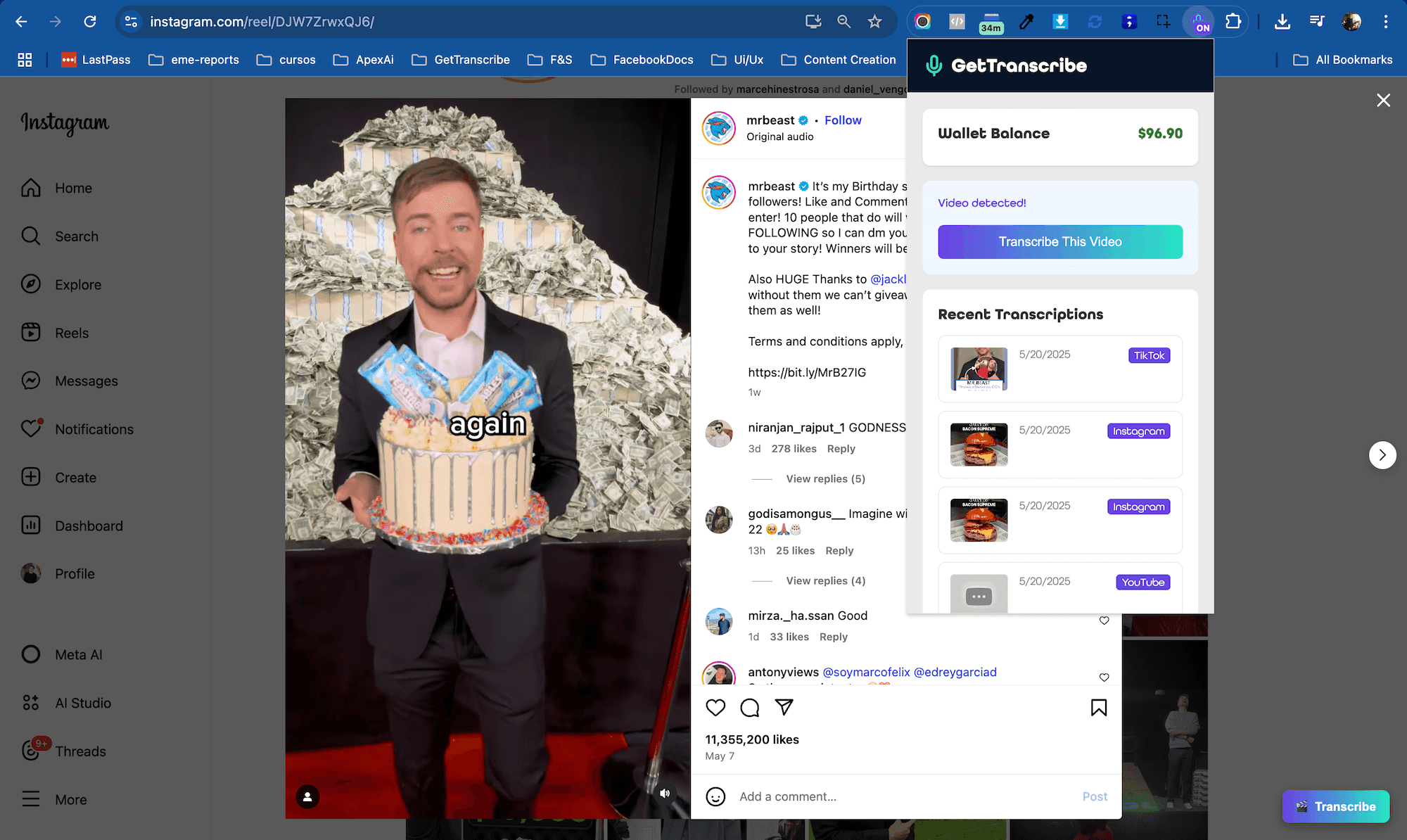 GetTranscribe Chrome Extension