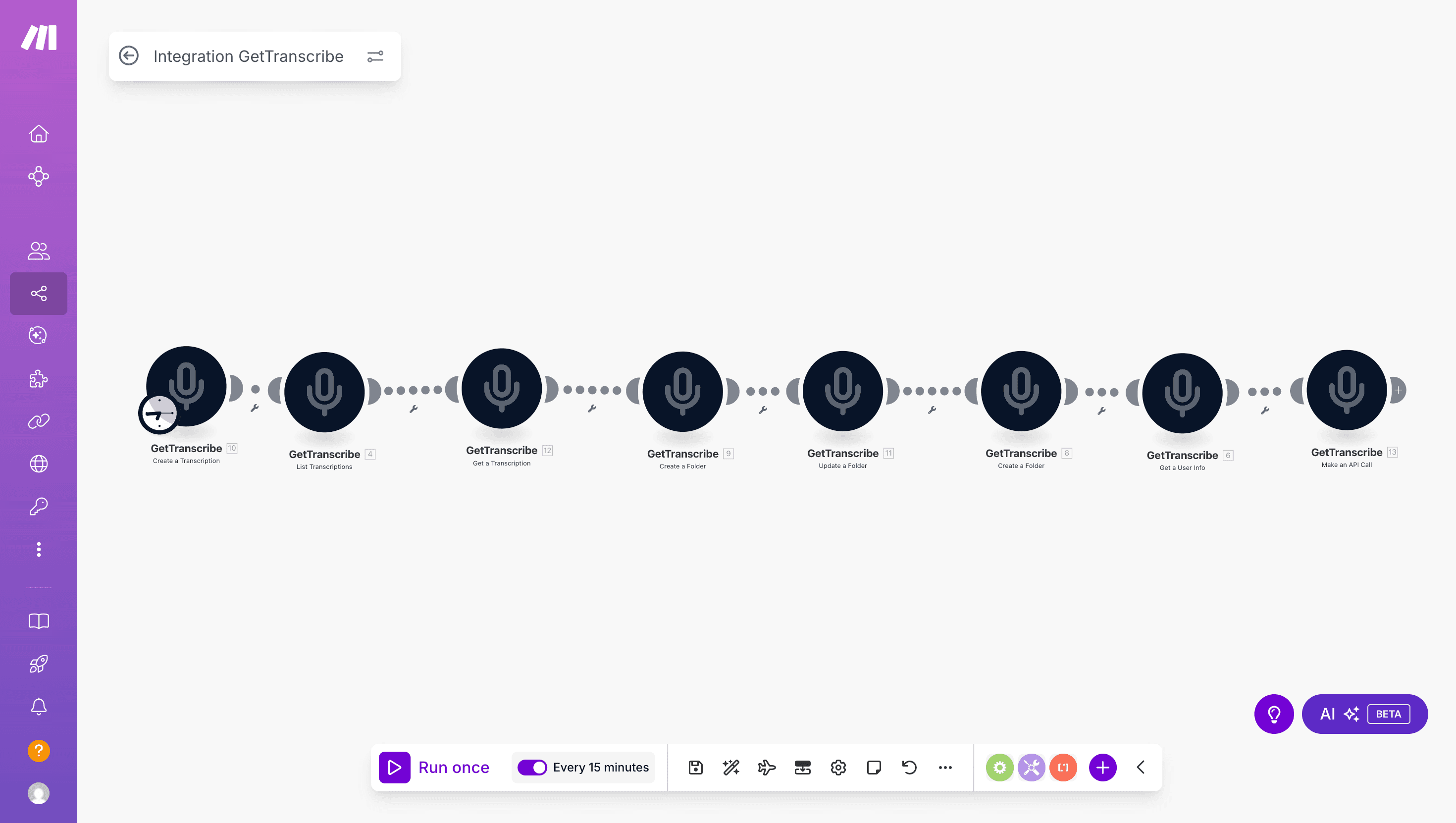 GetTranscribe Make integration for automating video transcription workflows
