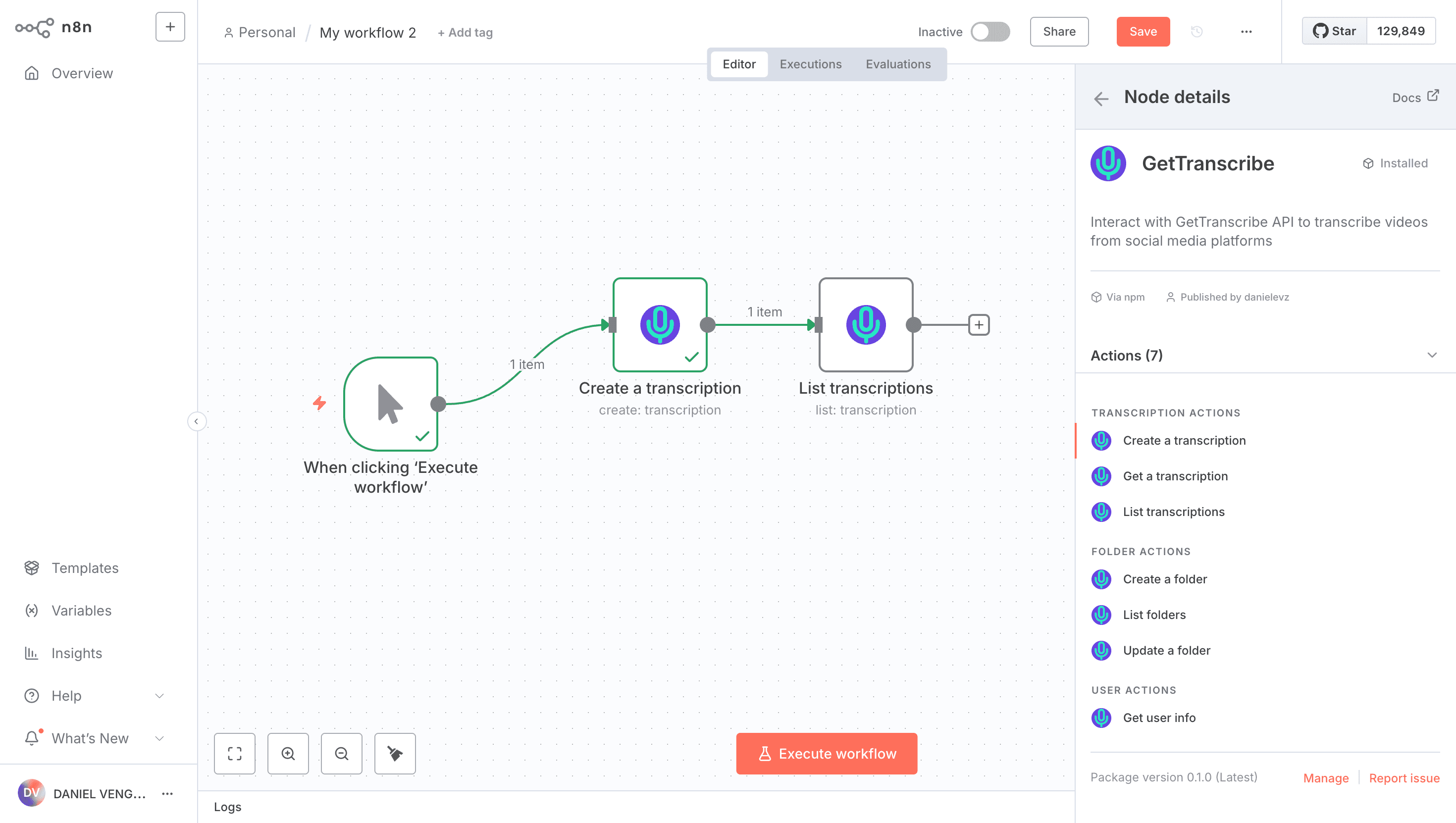 GetTranscribe n8n nodes for transcribing instagram reels and tiktok videos