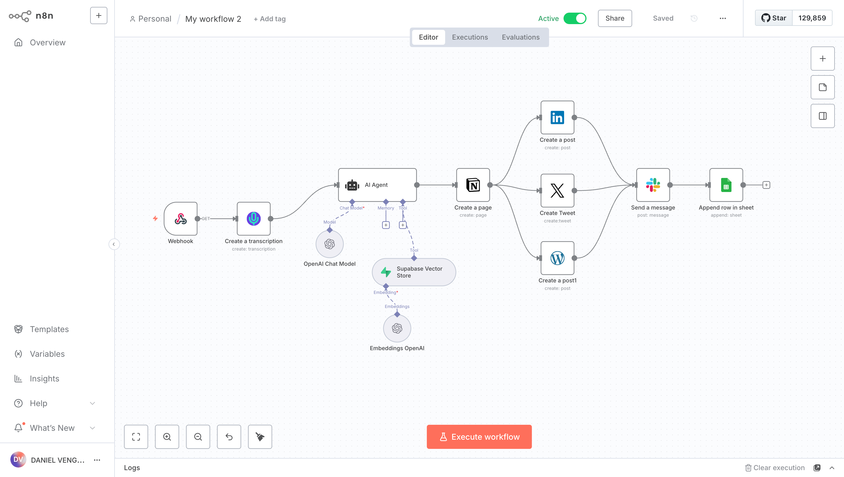 n8n Integration Ecosystem - GetTranscribe connections with popular services for Instagram and TikTok video transcription automation